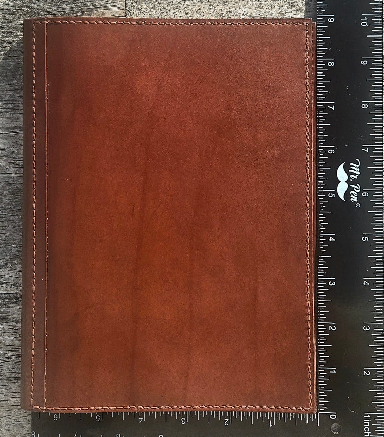 A5 journal — leather texture close-up