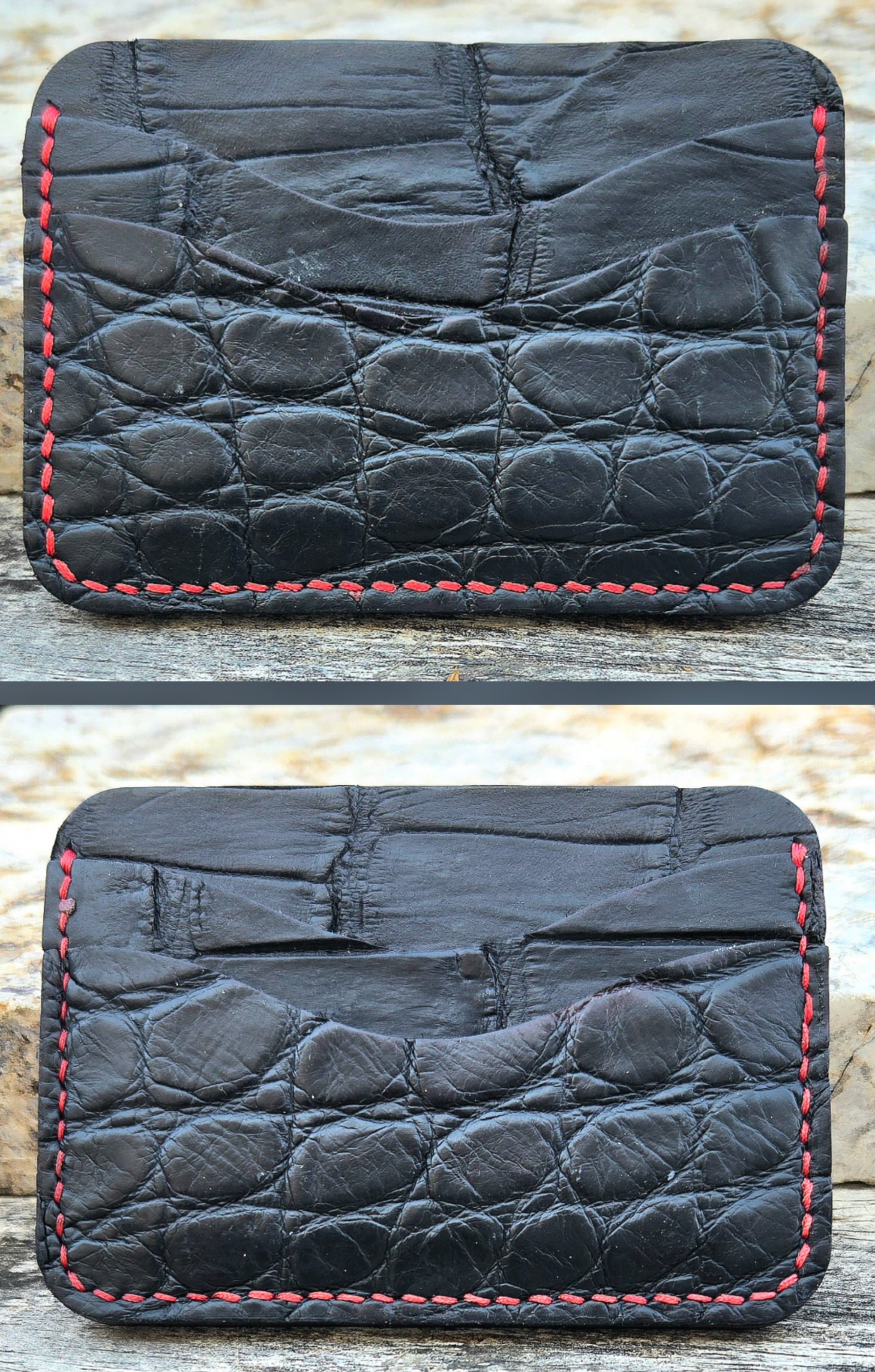 American alligator wallet — exterior back view