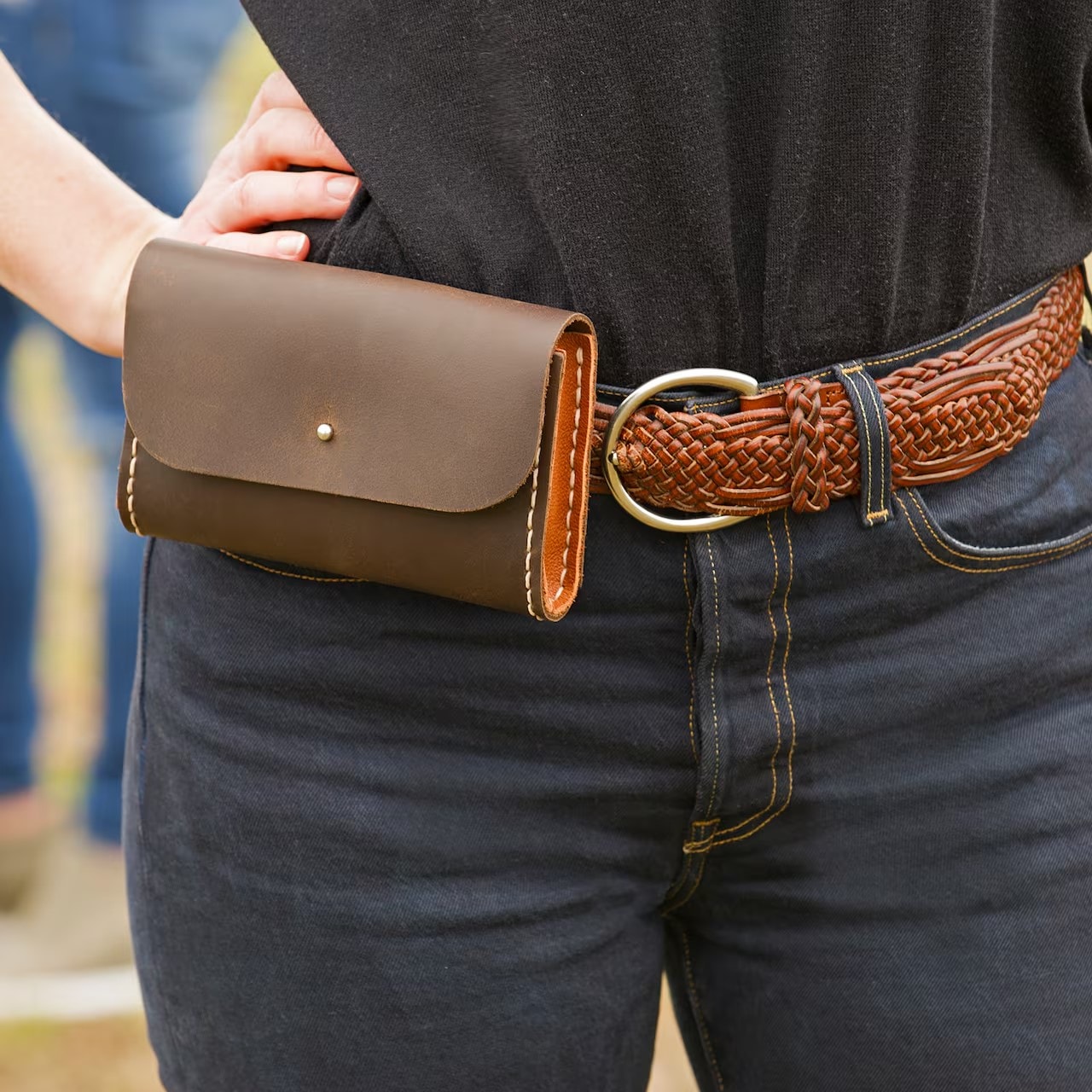Belt pouch — open showing card pocket in use