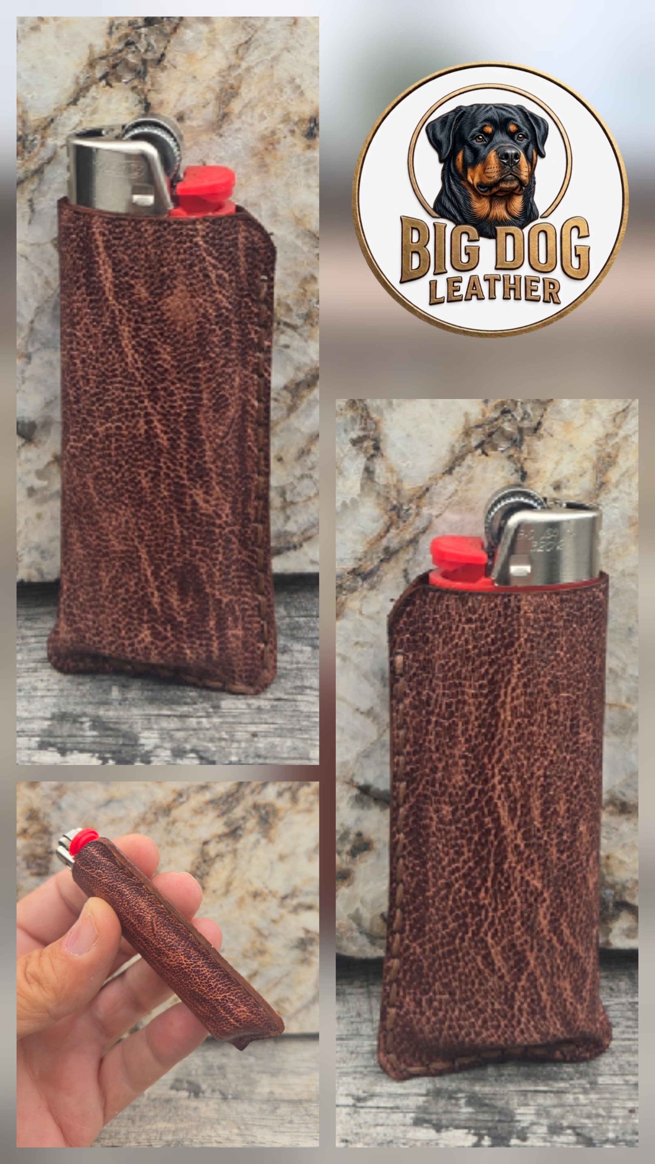 Brown African Goat lighter case — front face