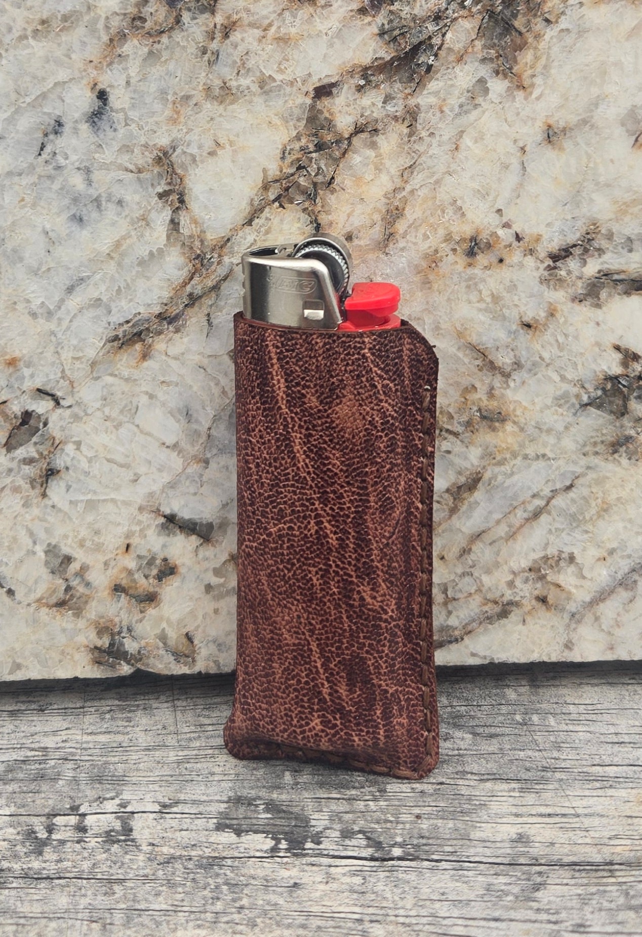 African goat lighter case — front view