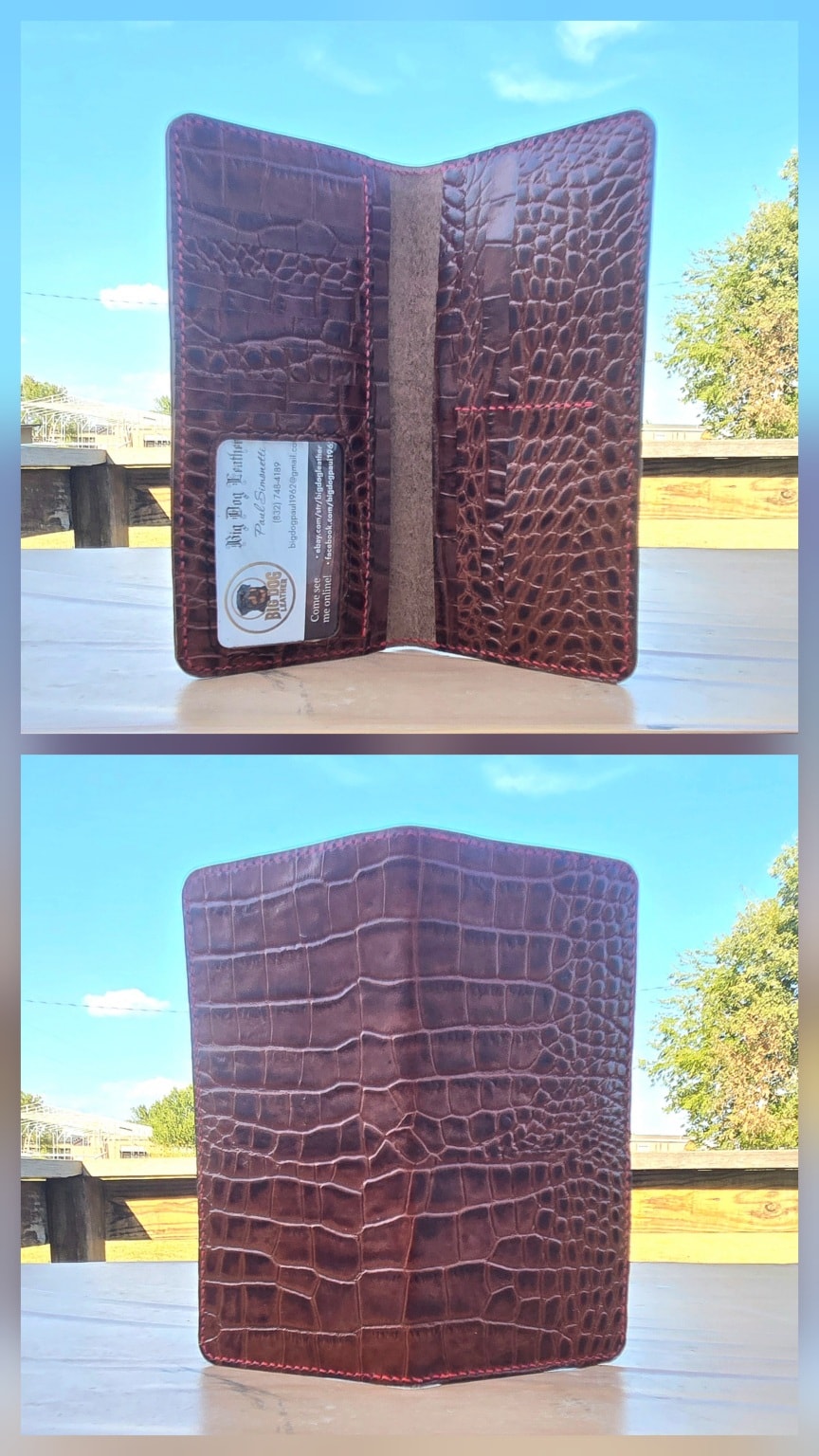 LW3a Mauri Croc Embossed Vegtan Long Wallet