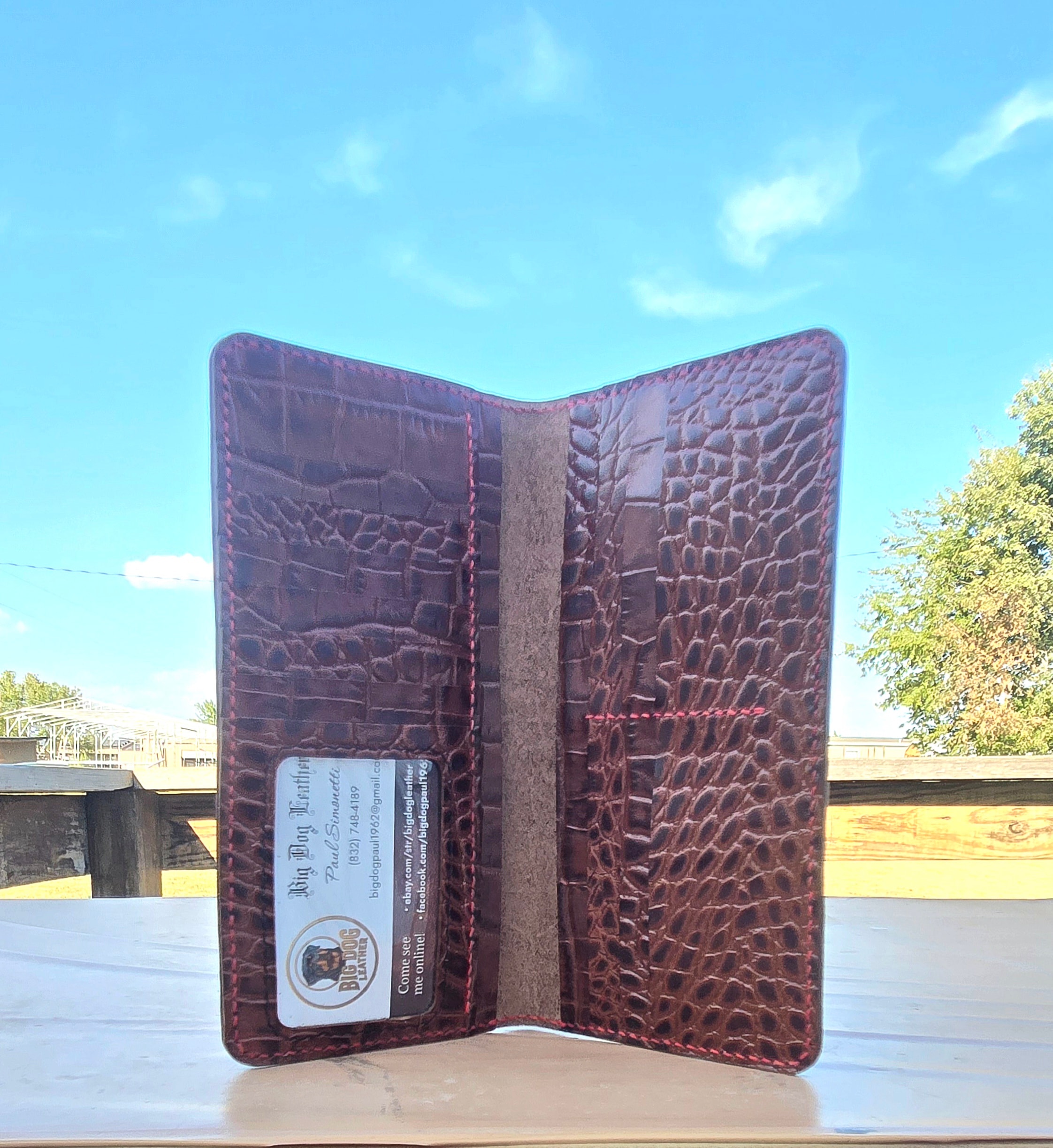 Long wallet open — wider interior view