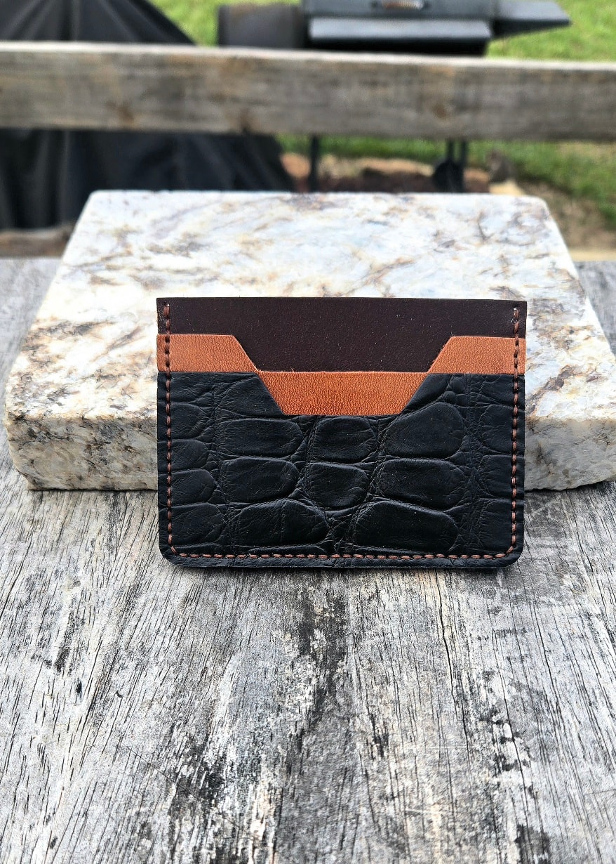 M2 American Alligator wallet — front face close-up