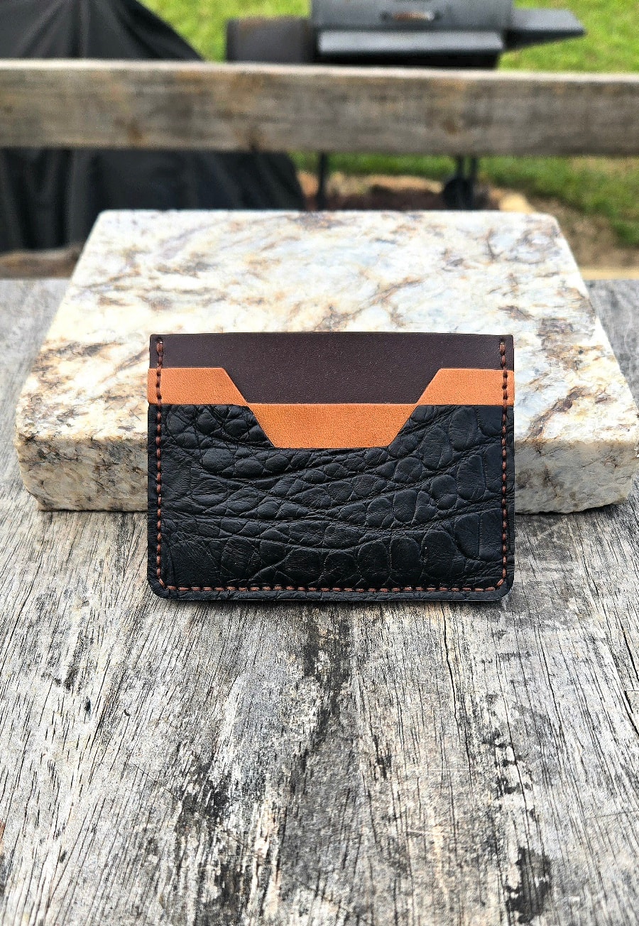 M2 American Alligator wallet — back and side profile
